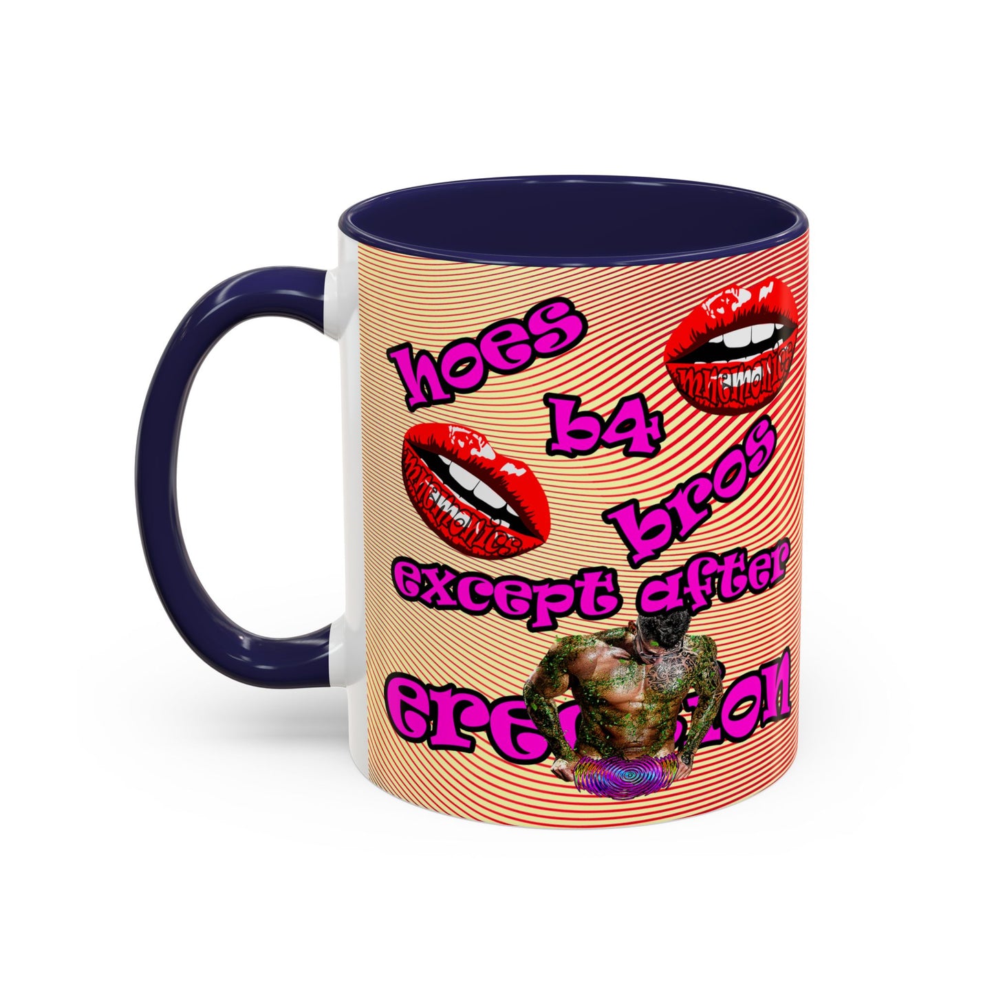 hoes b4 bros - Accent Mug (yellow-orange wave)