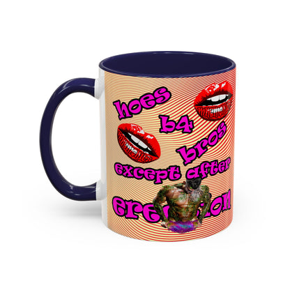 hoes b4 bros - Accent Mug (yellow-orange wave)