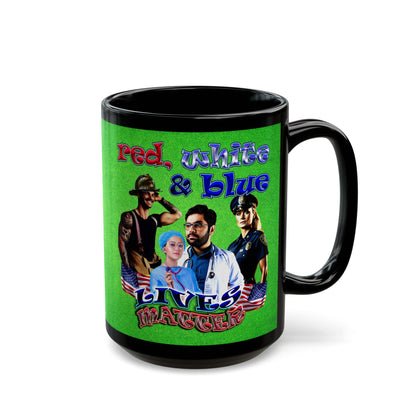 rw&b lives matter - Black Mug (green turf)