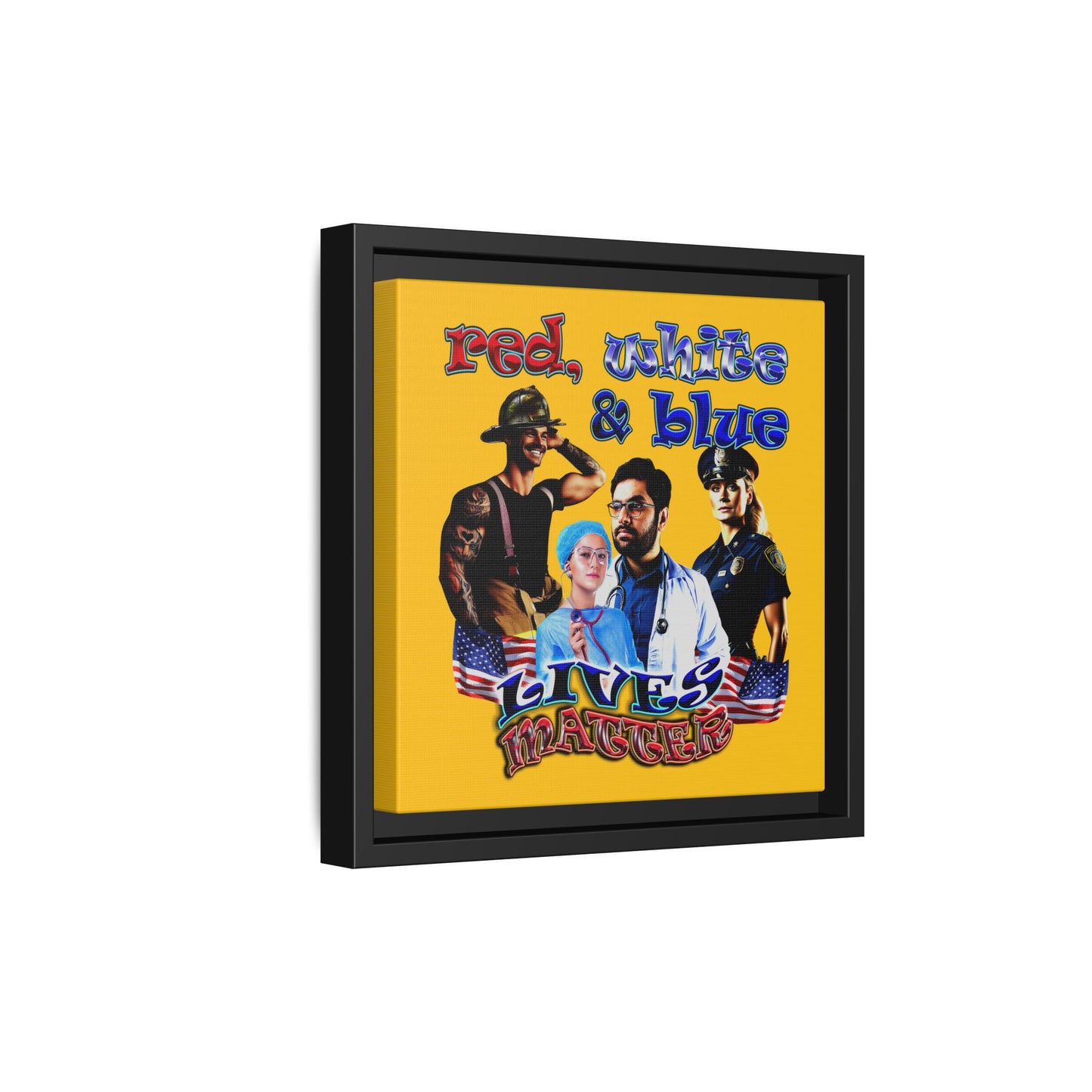 rw&b lives matter - framed canvas art (yellow)
