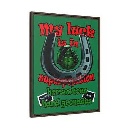 my luck - framed canvas art (dark green)