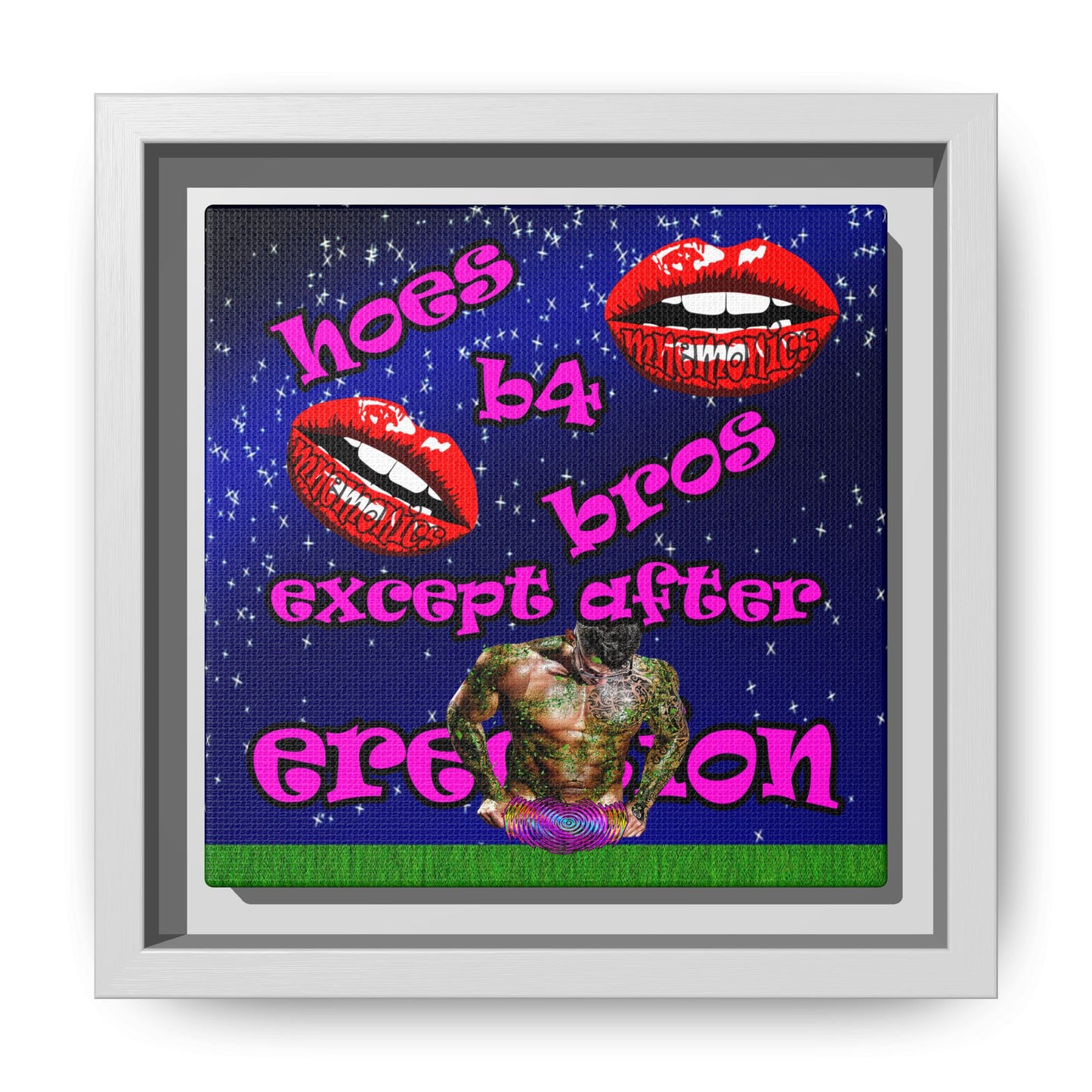 hoes b4 bros - framed canvas art ('snoops' background)