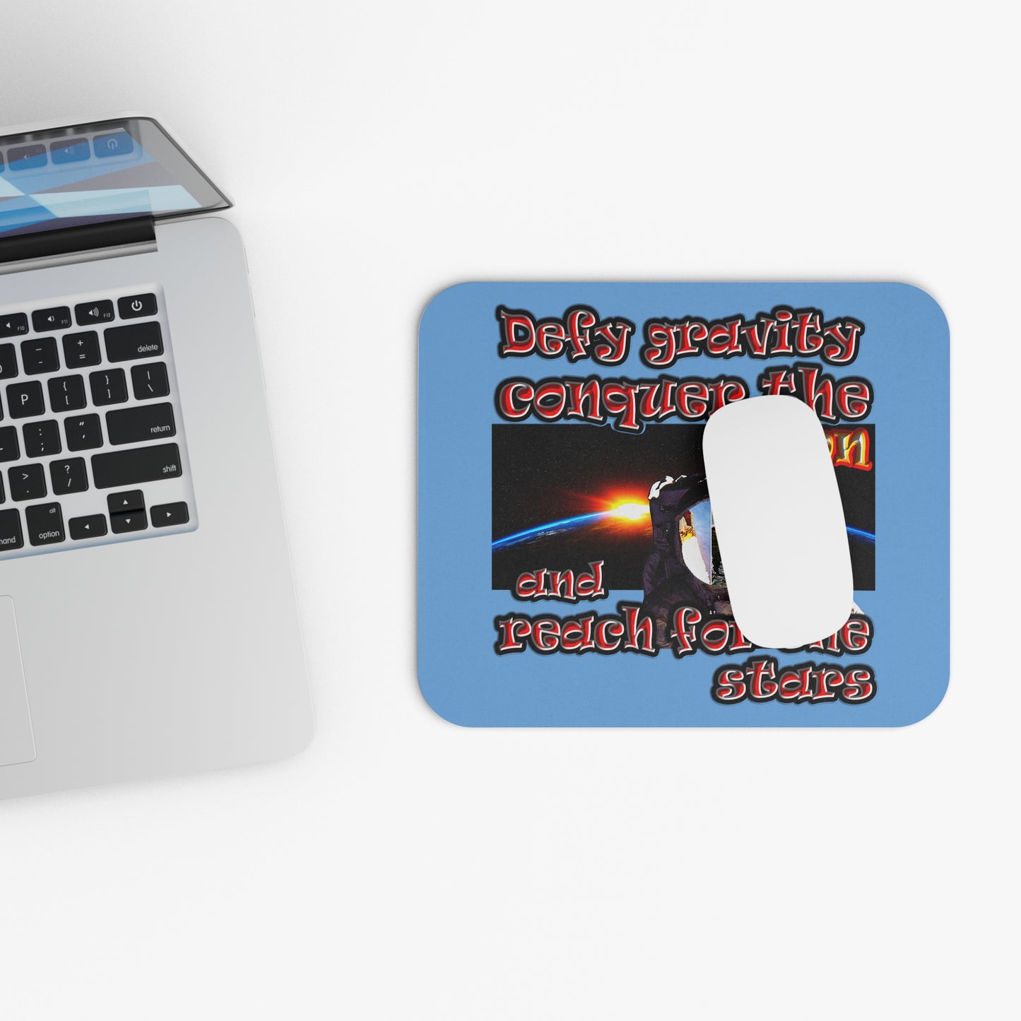 defy conquer reach - Mouse Pad (Rectangle) (light blue)