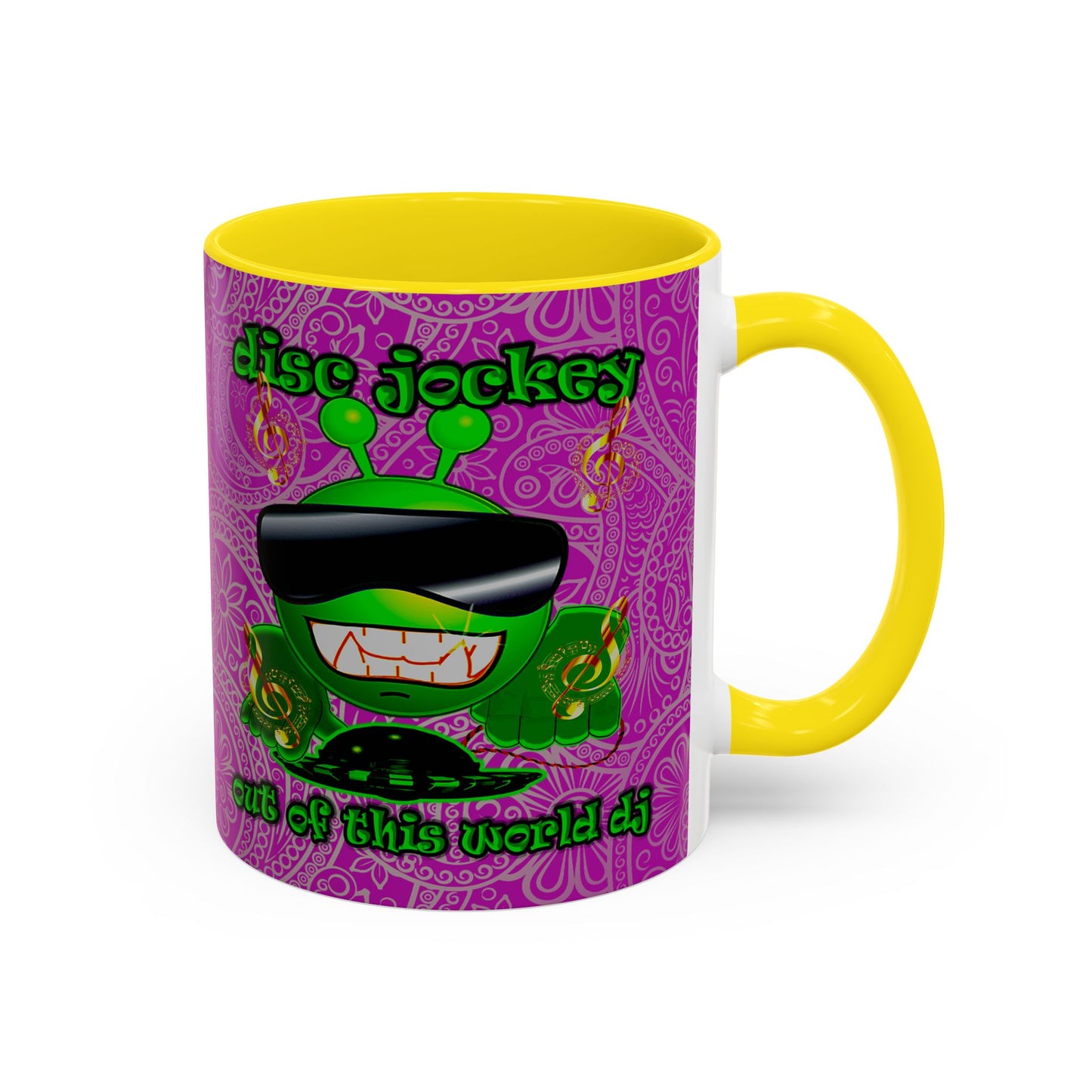 disc jockey - Accent Mug (pink swirl)