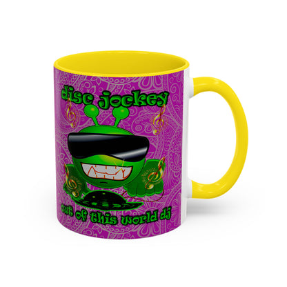 disc jockey - Accent Mug (pink swirl)