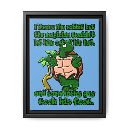 turtle race - framed canvas art (light blue)