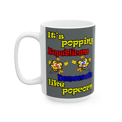 popping like popcorn - White Mug (dark grey)