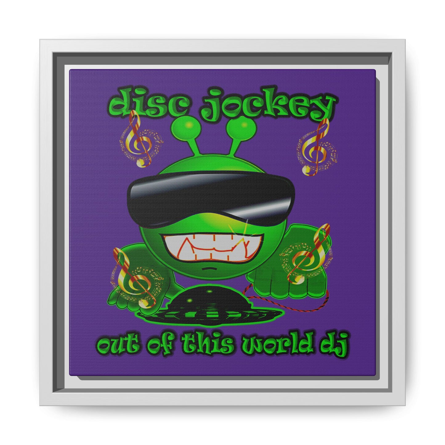 disc jockey - framed canvas art (purple)