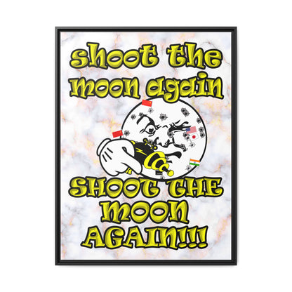 shoot the moon again - framed canvas art (white marble)
