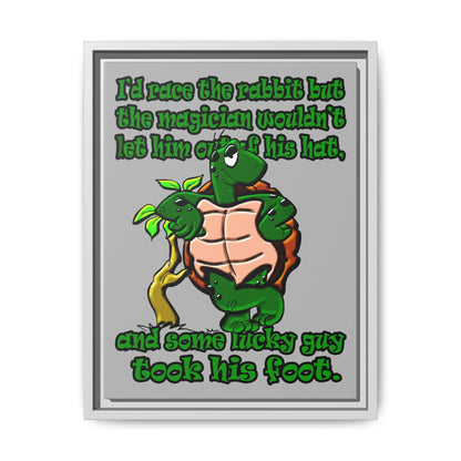 turtle race - framed canvas art (light grey)