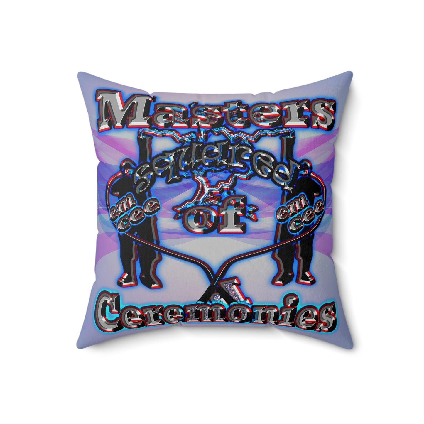 em cee squared - Spun Polyester Square Pillow - (light blue-pink wave)