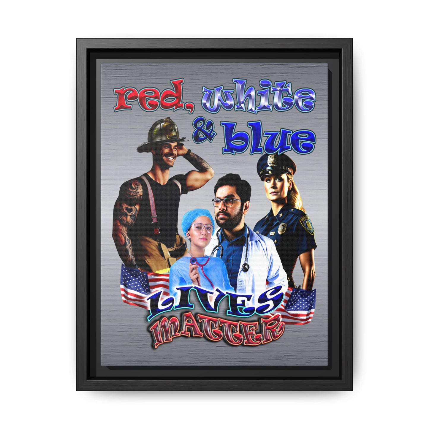 rw&b lives matter - framed canvas art (brushed nickel)