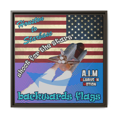 shoot for the stars - framed canvas art (light blue-purple wave)