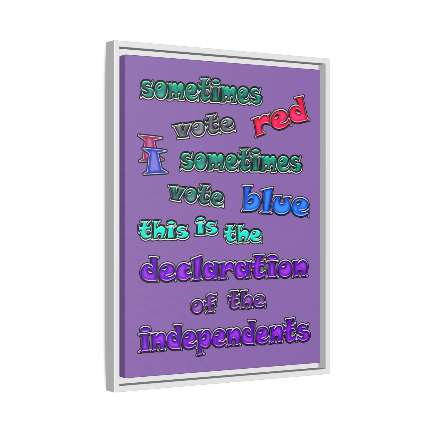 declaration of the independents - framed canvas art (light purple)