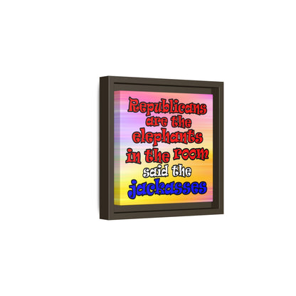 donkeys and elephants - framed canvas art (color blur)