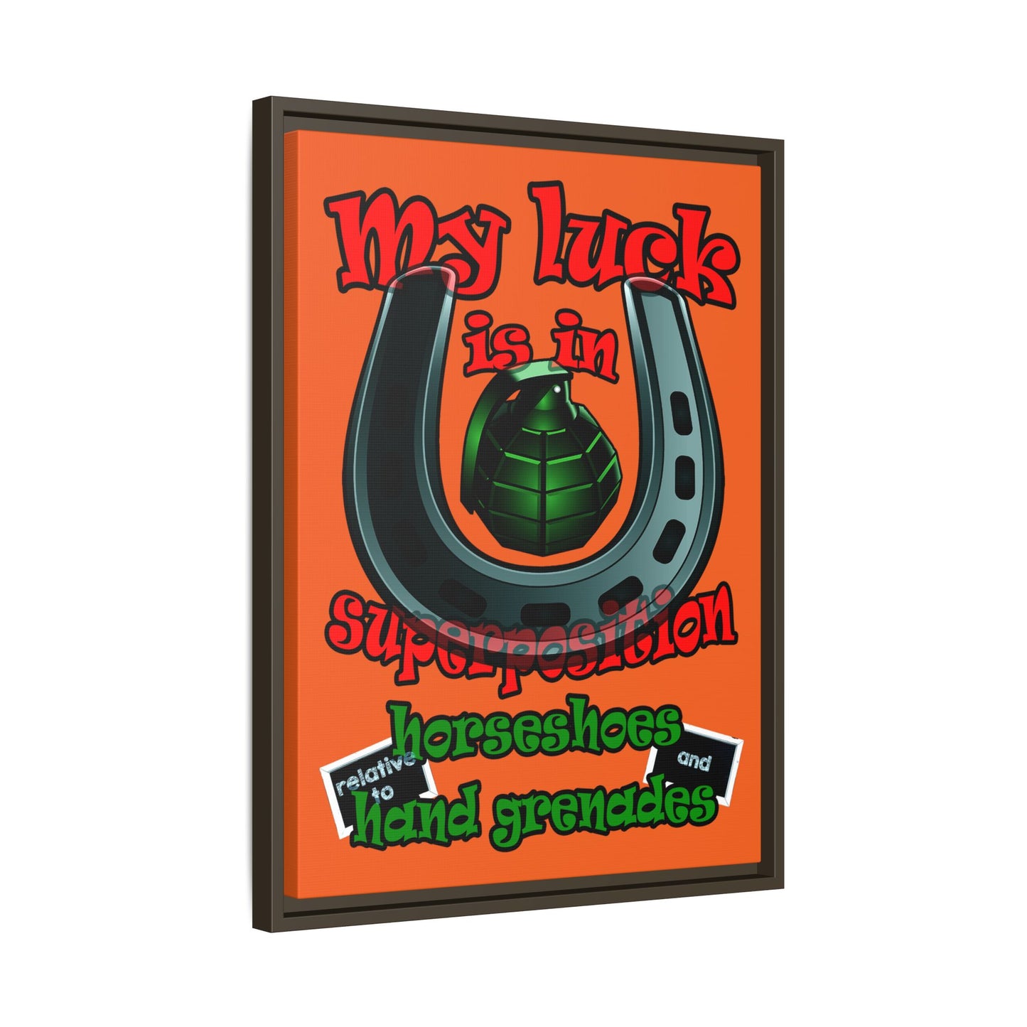 my luck - framed canvas art (orange)