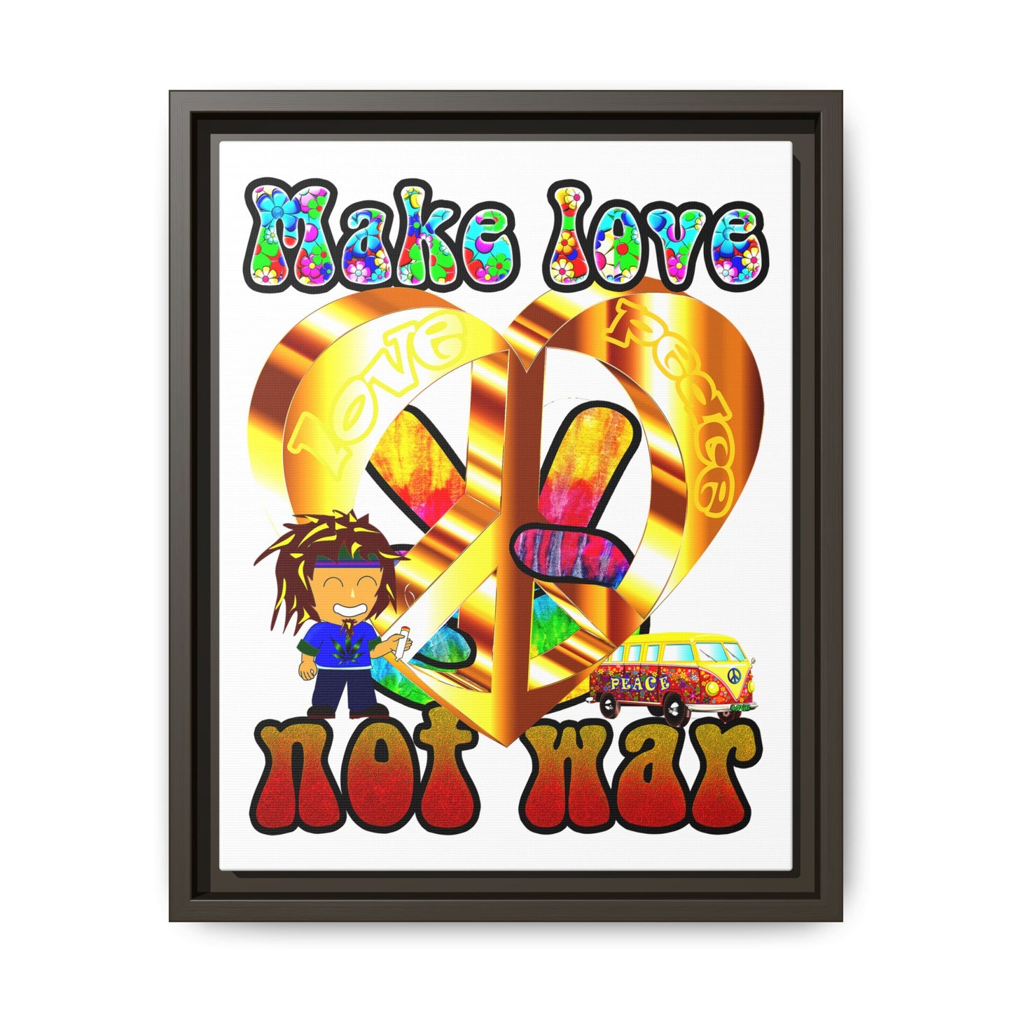 love peace - framed canvas art (white)