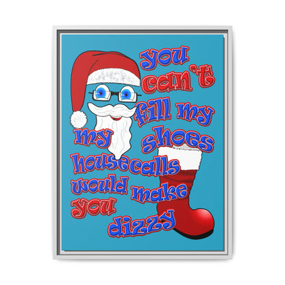 santa's shoes - framed canvas art (turquoise)