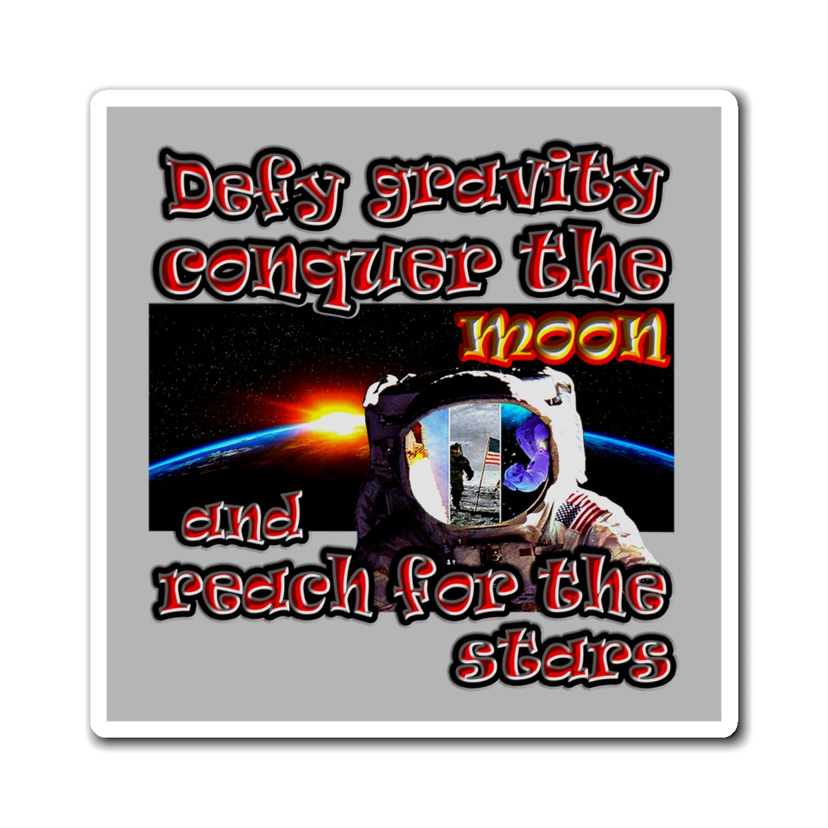 defy conquer reach - Magnets - (light grey)