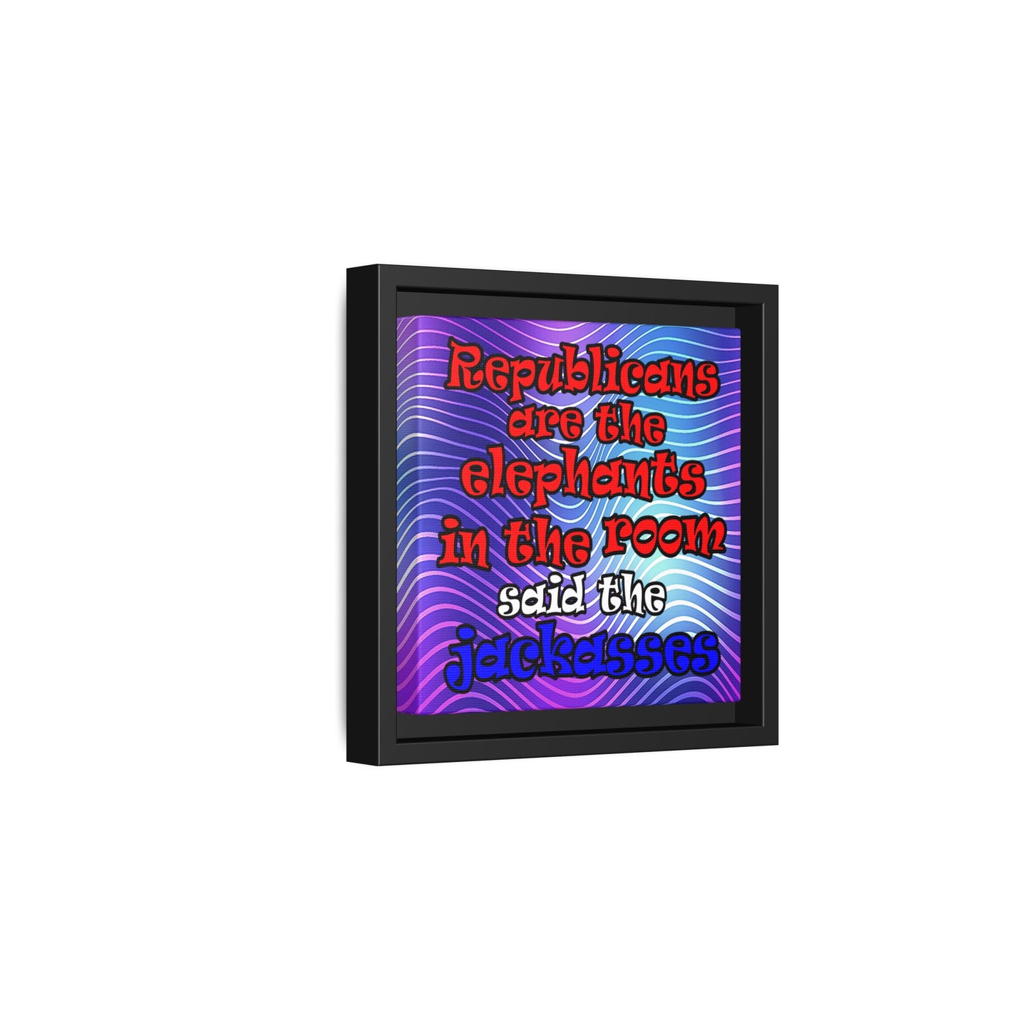 donkeys and elephants - framed canvas art (purple wave)