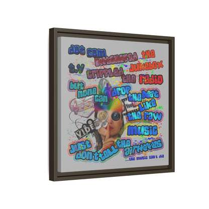 drop the beat - framed canvas art (light grey)
