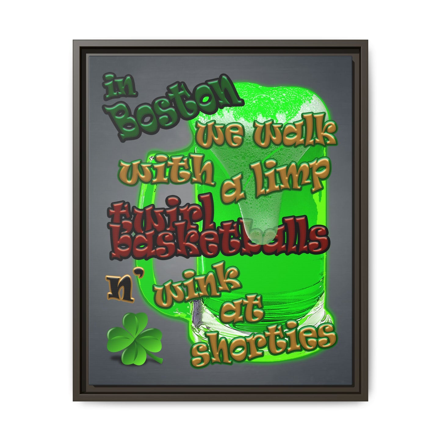 celtics logo - framed canvas art (grey-light grey)
