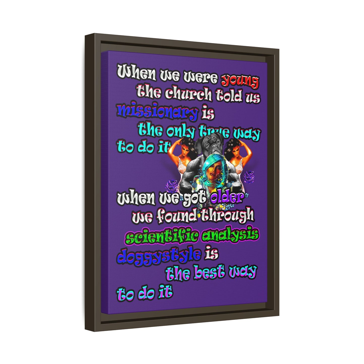 doggystyle - framed canvas art (purple)