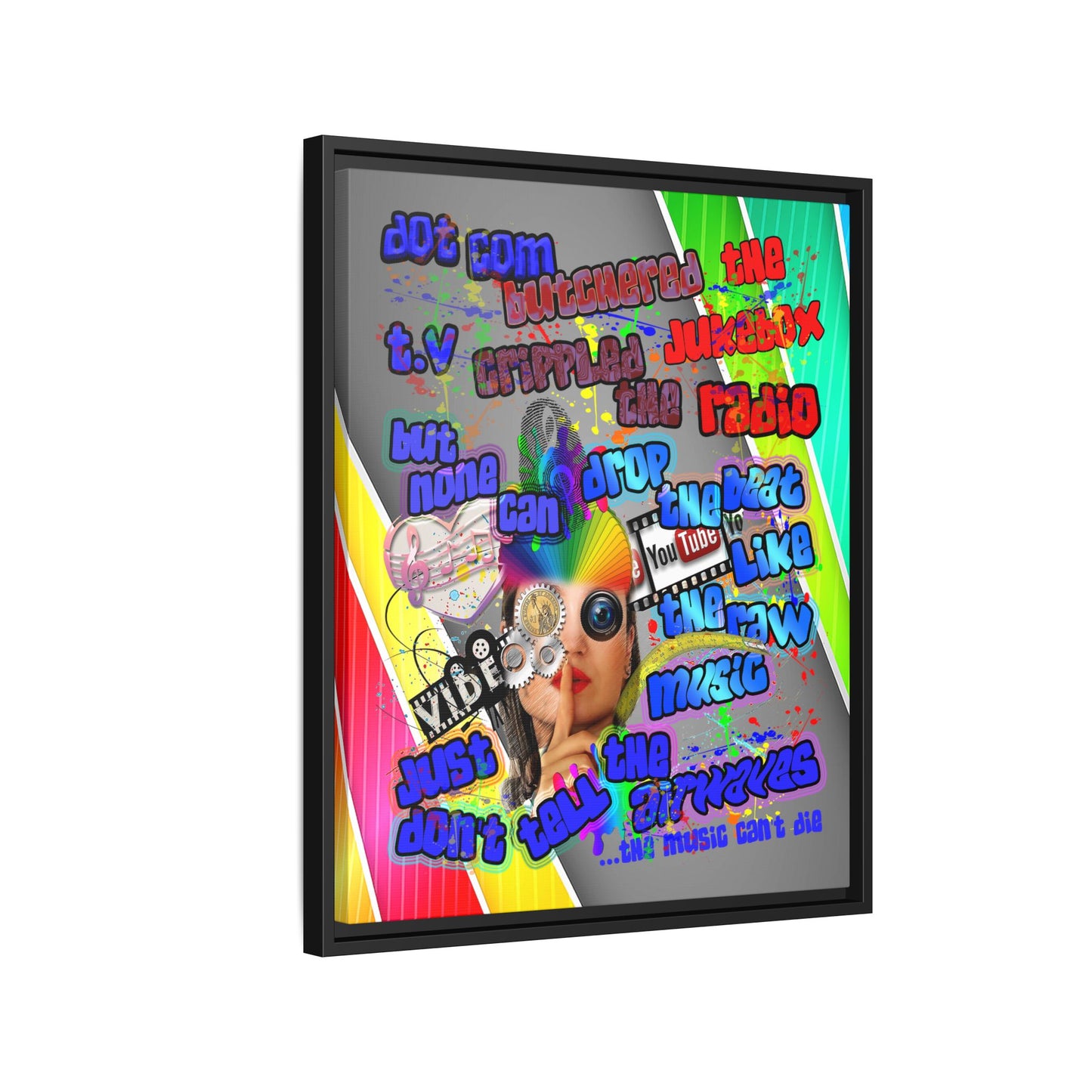 drop the beat - framed canvas art (rainbow split)
