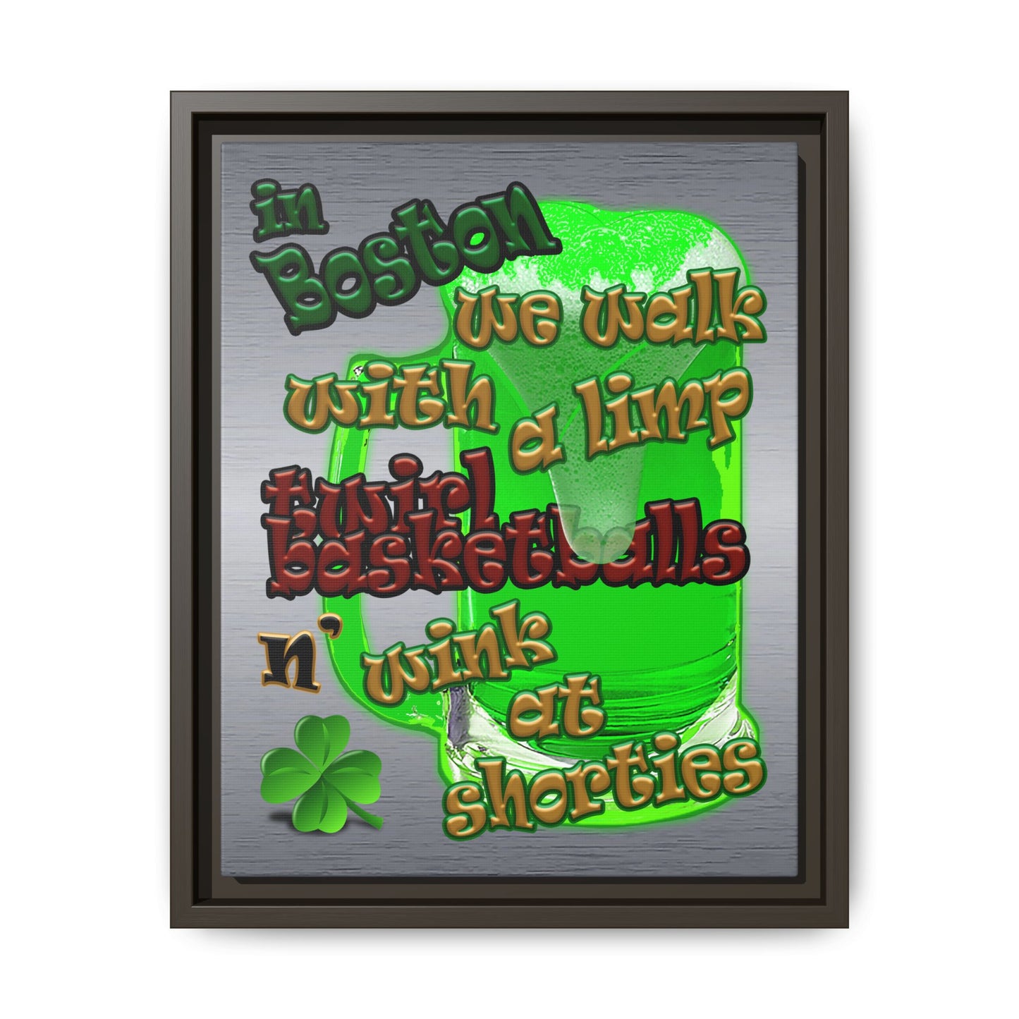 celtics logo - framed canvas art (brushed nickel)