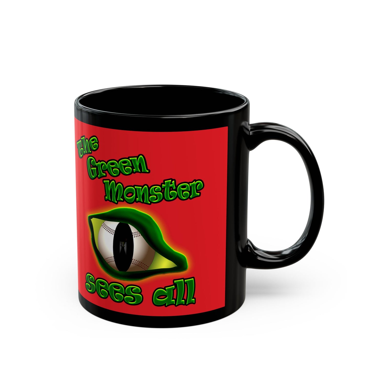 green monster - Black Mug (red)