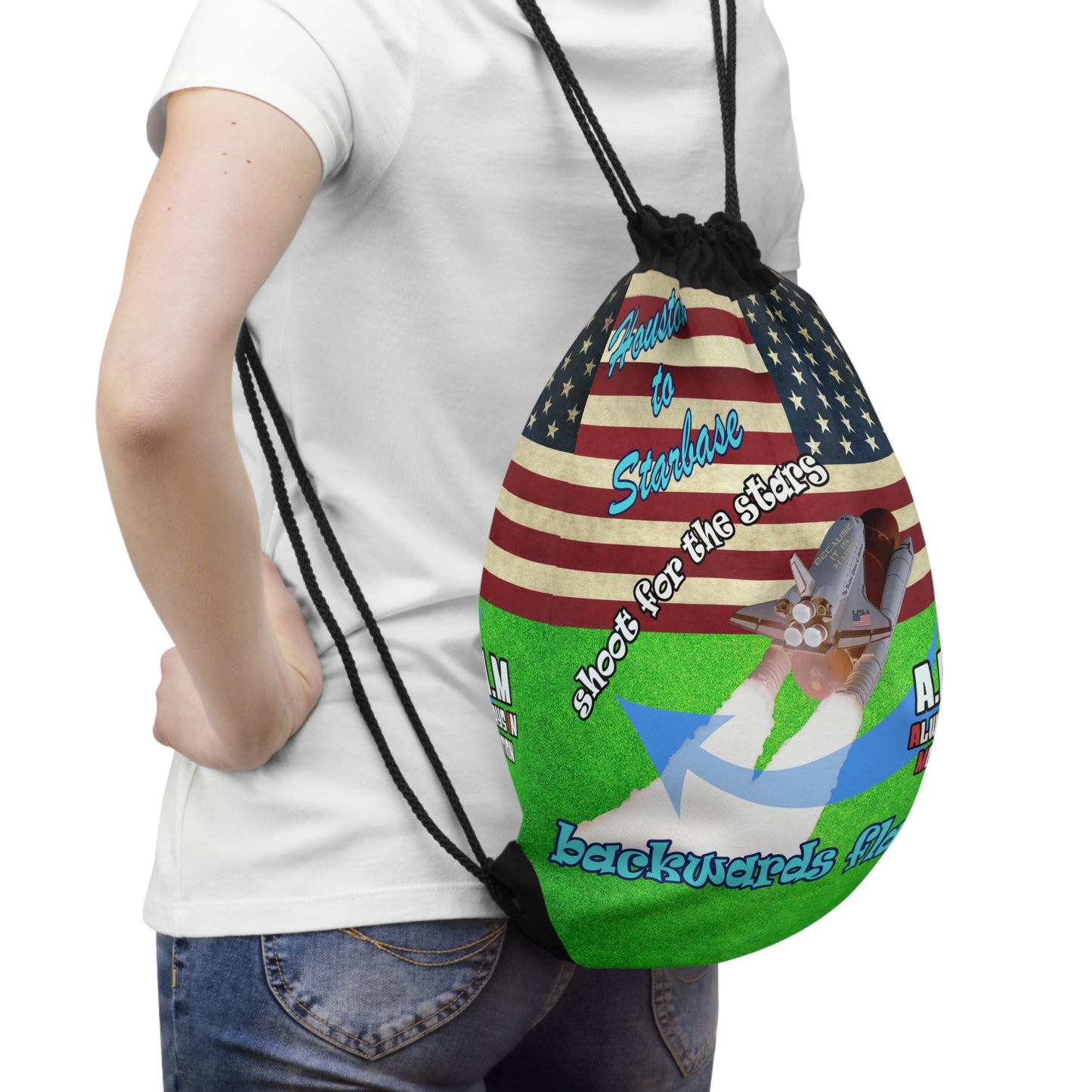 shoot for the stars - Drawstring Bag (green turf)