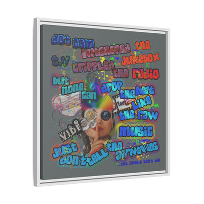 drop the beat - framed canvas art (dark grey)