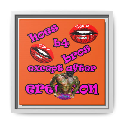 hoes b4 bros - framed canvas art (orange)