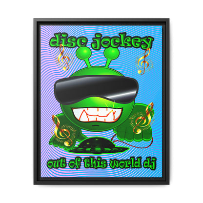 disc jockey - framed canvas art (light blue-purple wave)