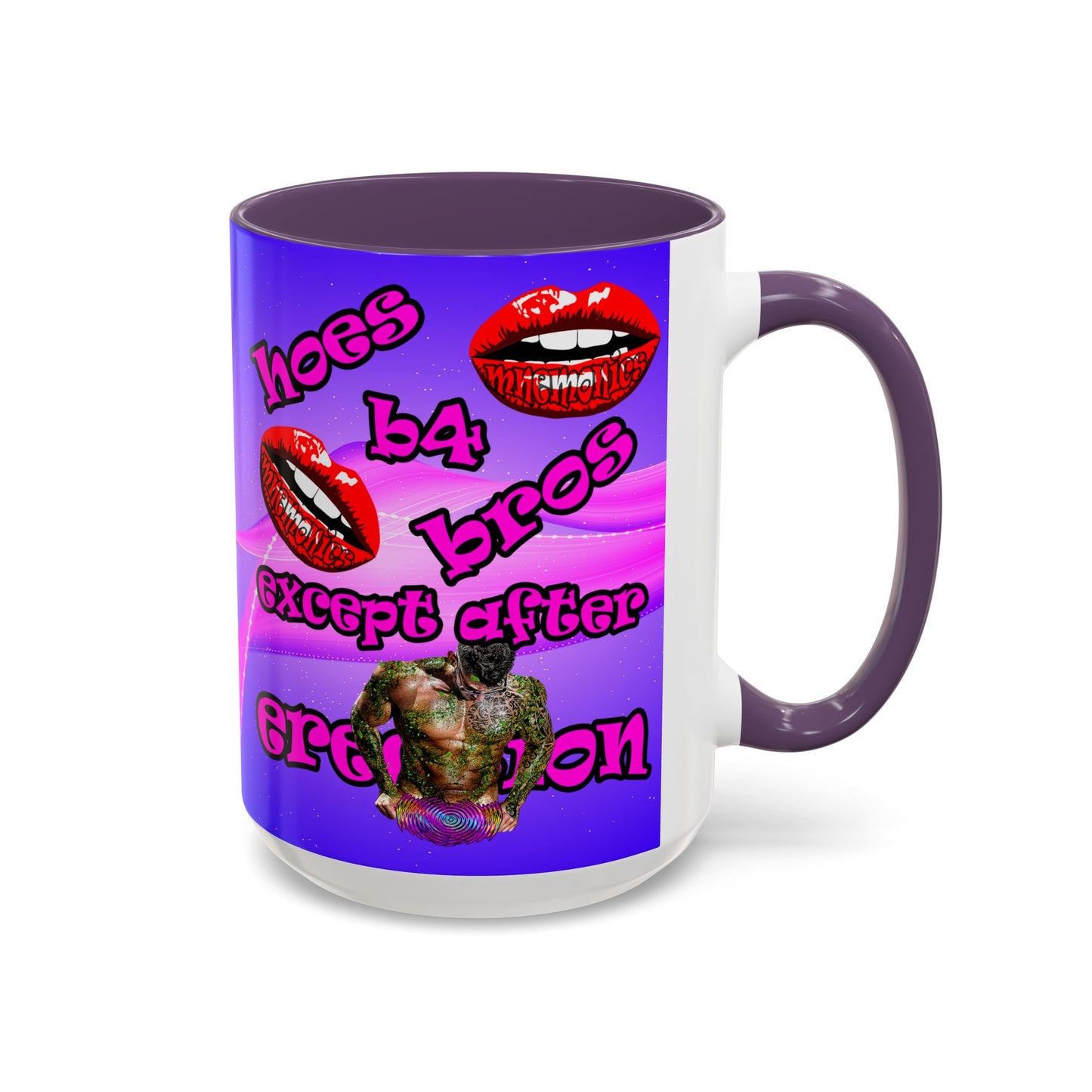 hoes b4 bros - Accent Mug (purple-pink wave)
