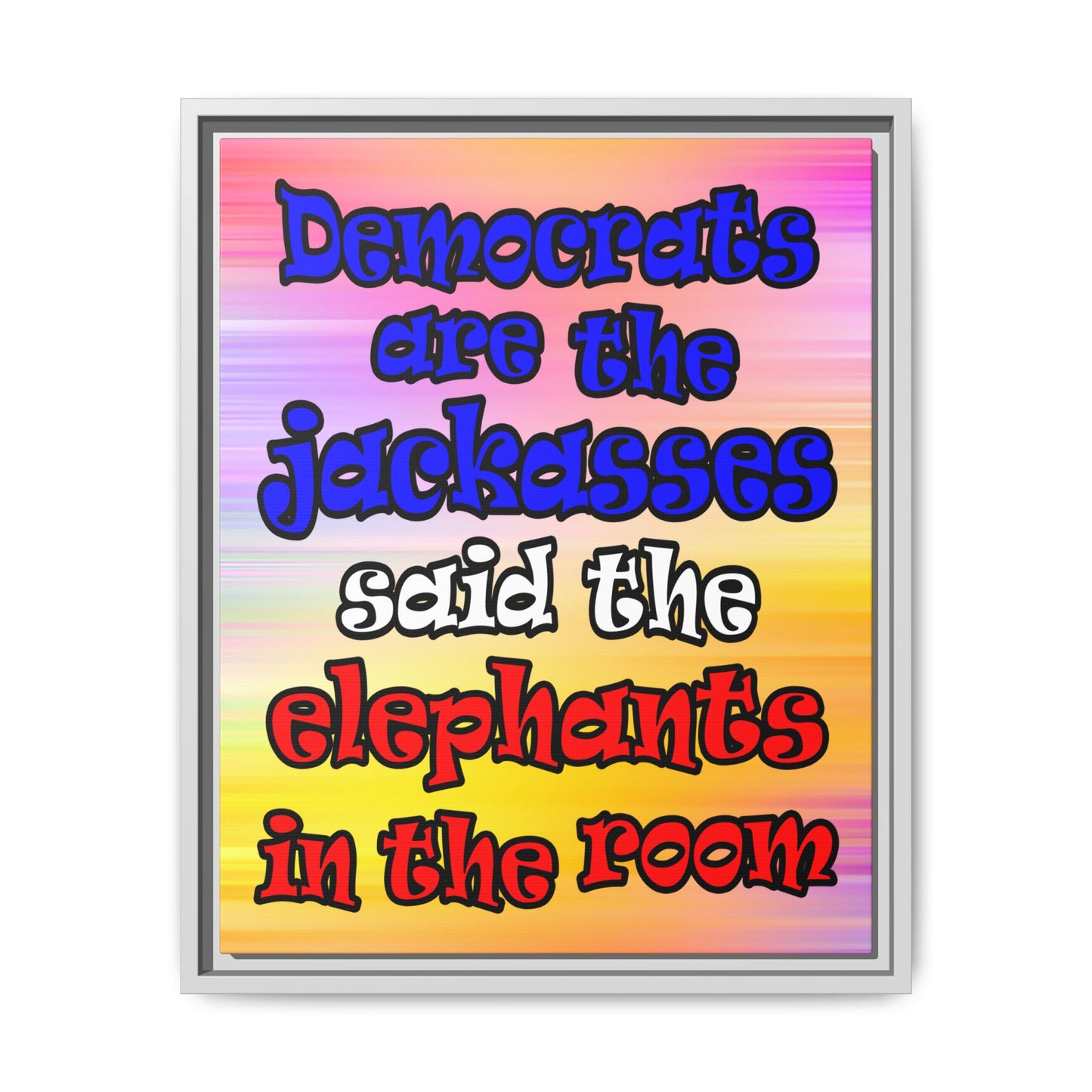 donkeys and elephants - framed canvas art (color blur)