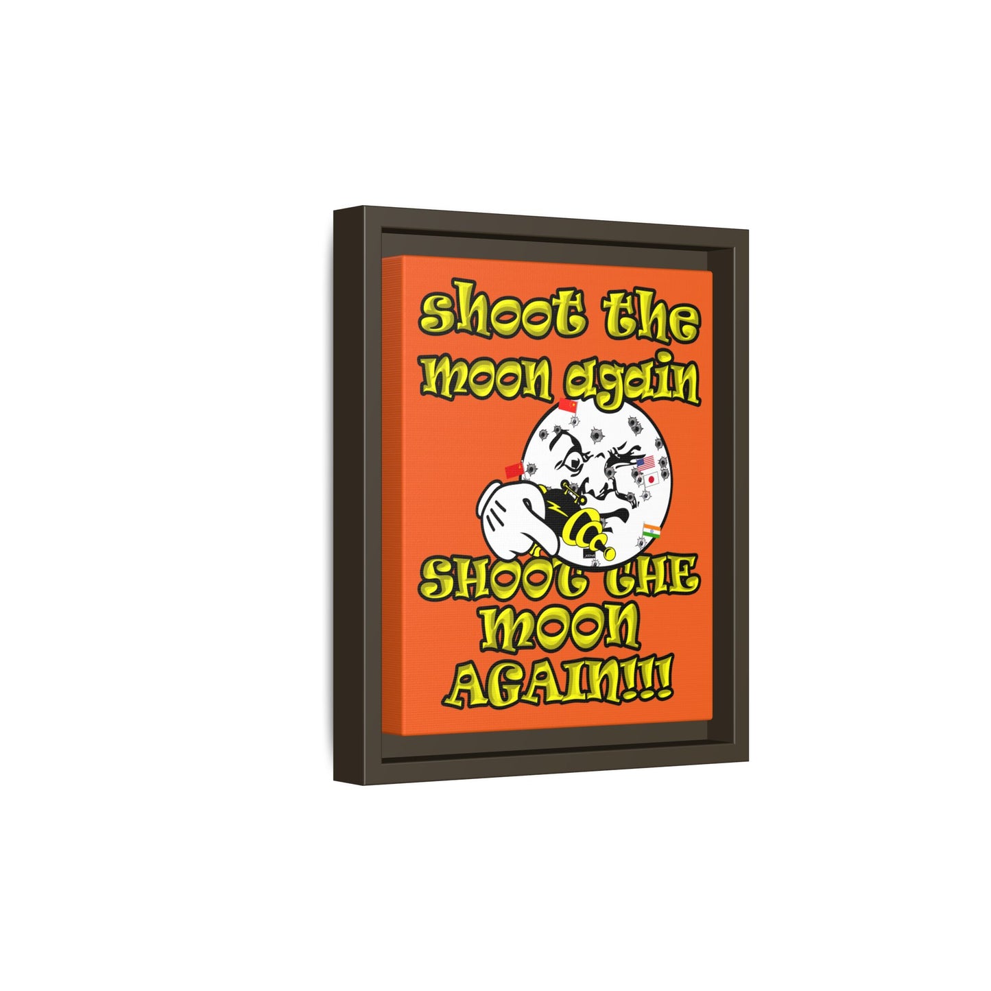 shoot the moon again - framed canvas art (orange)
