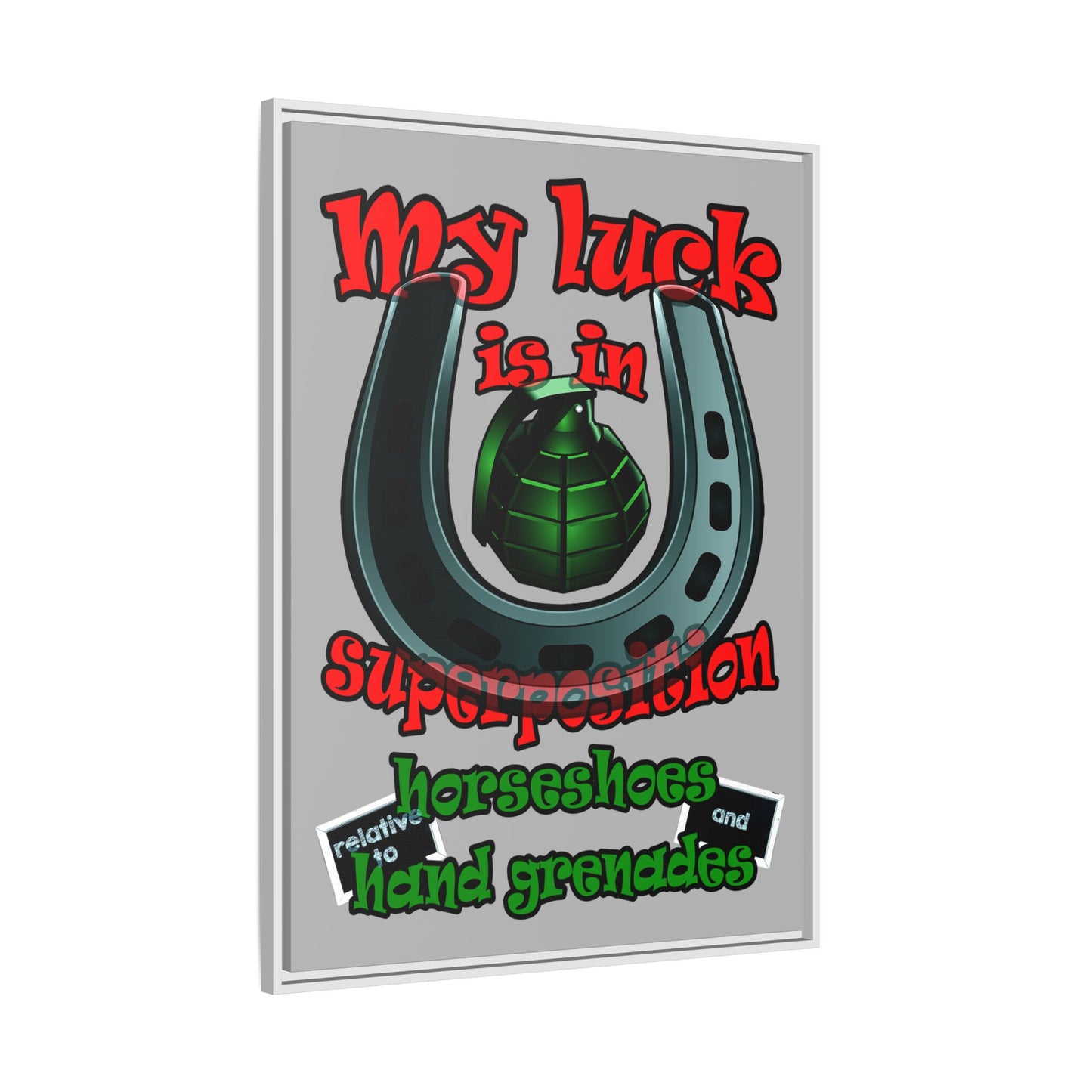 my luck - framed canvas art (light grey)