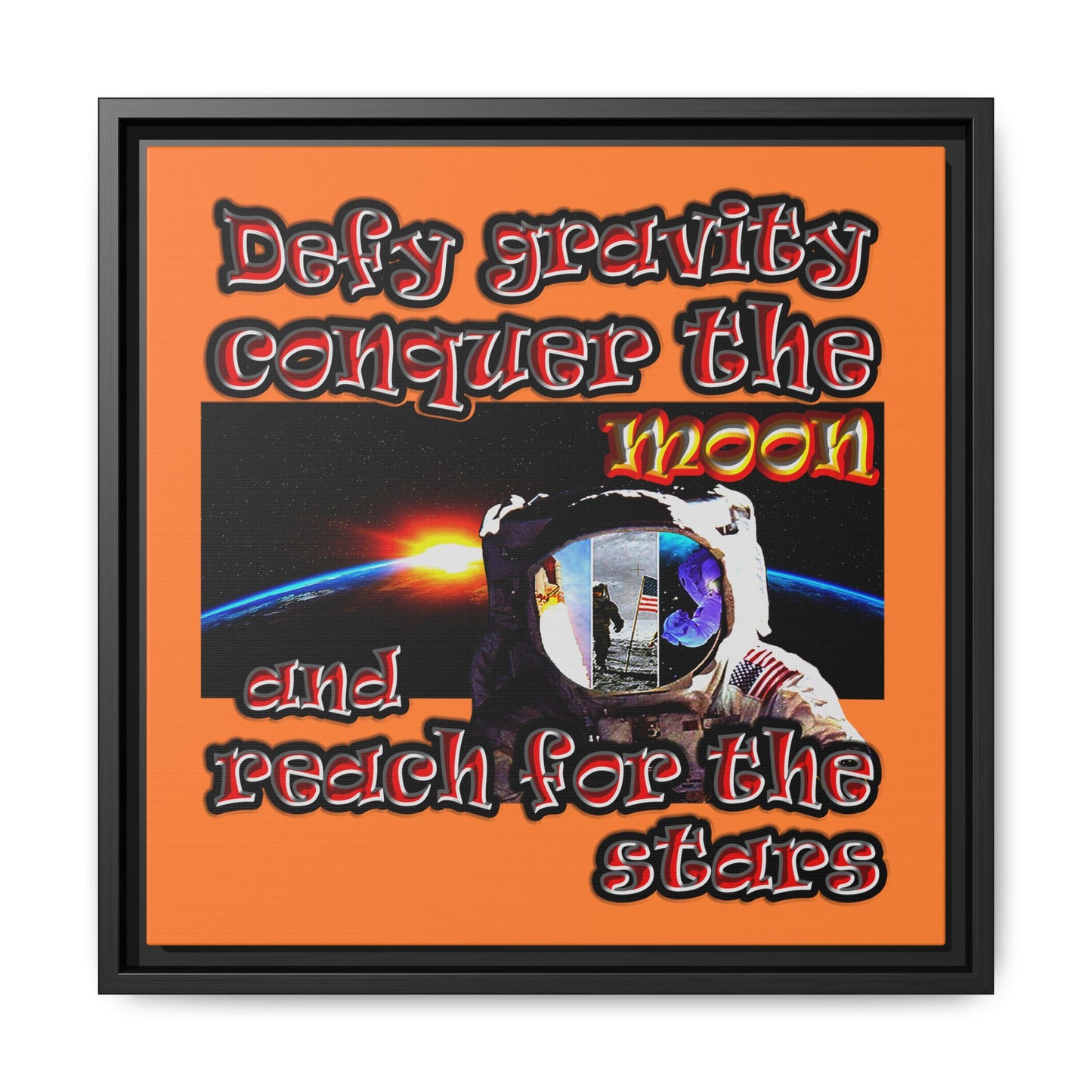 defy conquer reach - framed canvas art (crusta)