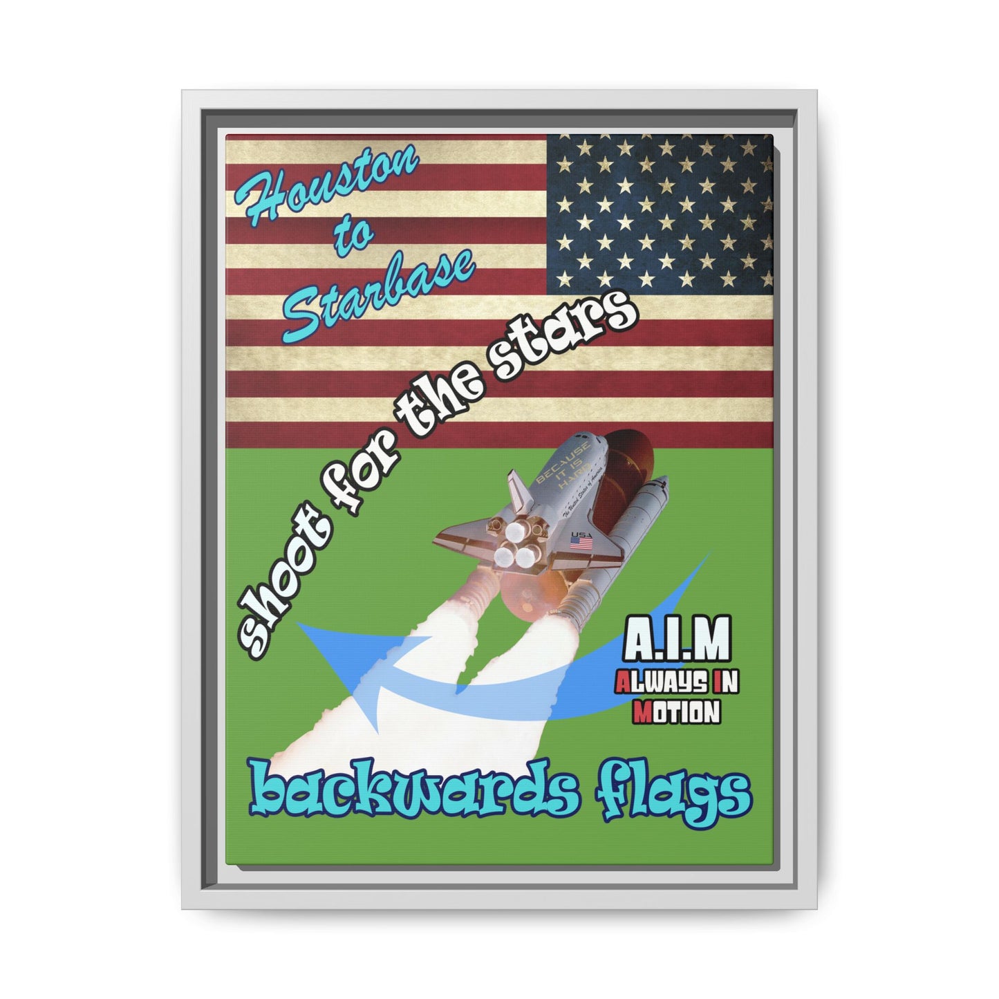 shoot for the stars - framed canvas art (green)