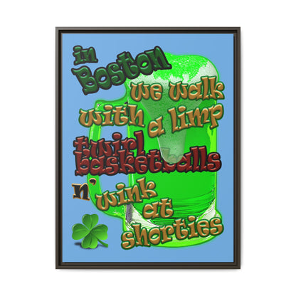celtics logo - framed canvas art (light blue)