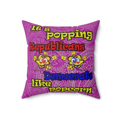 popping like popcorn - Faux Suede Square Pillow - (pink swirl)