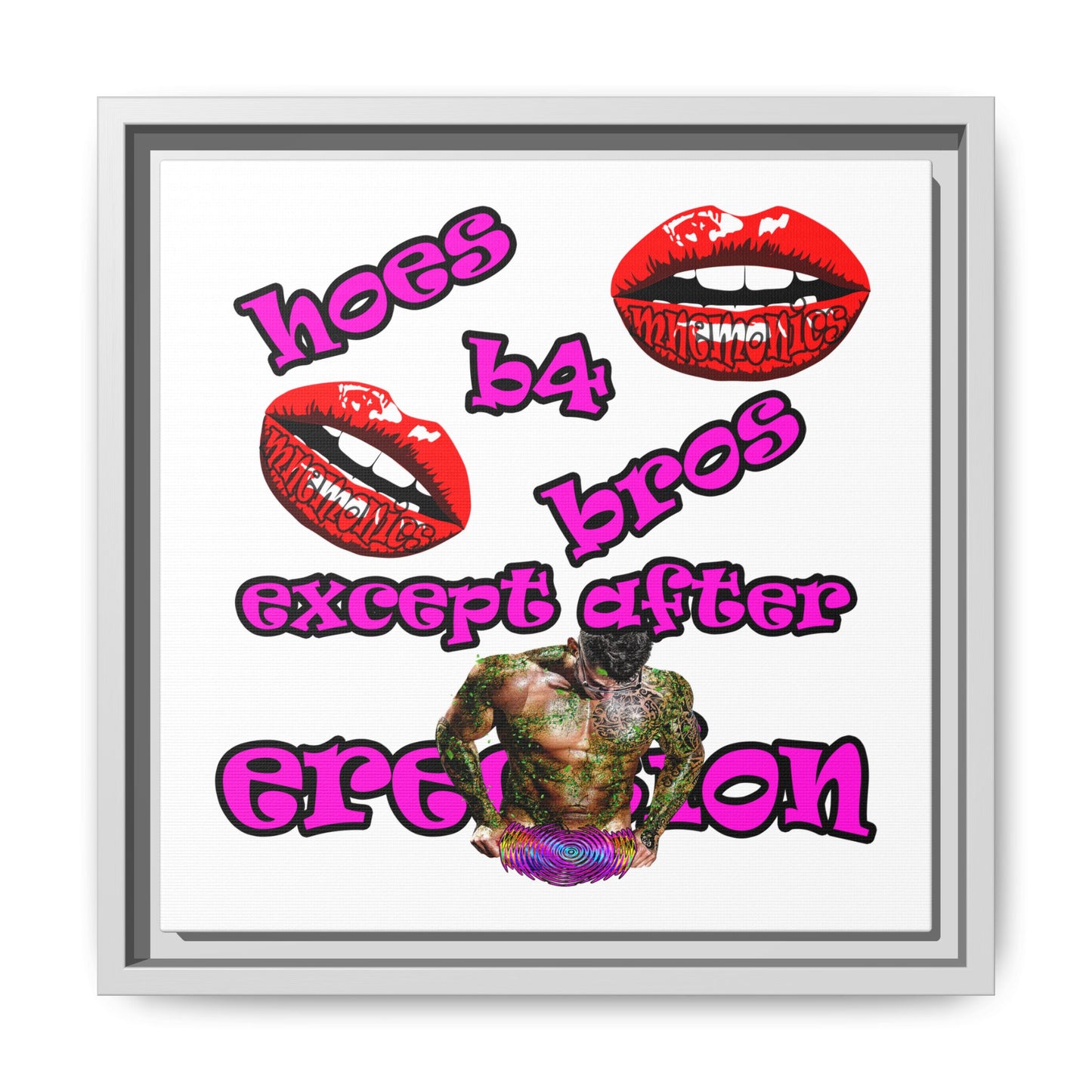 hoes b4 bros - framed canvas art (white)