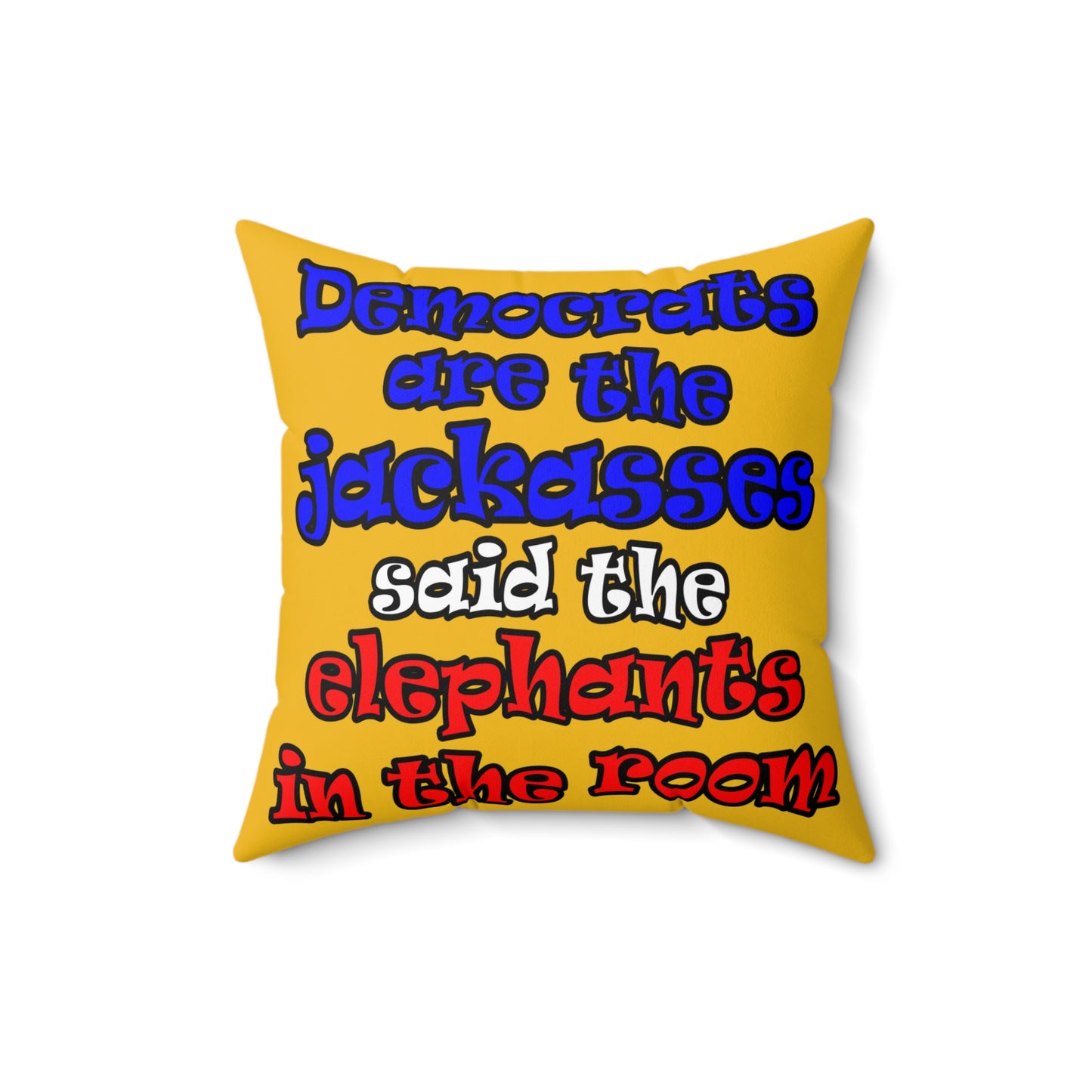 donkeys and elephants - Spun Polyester Square Pillow - (yellow)