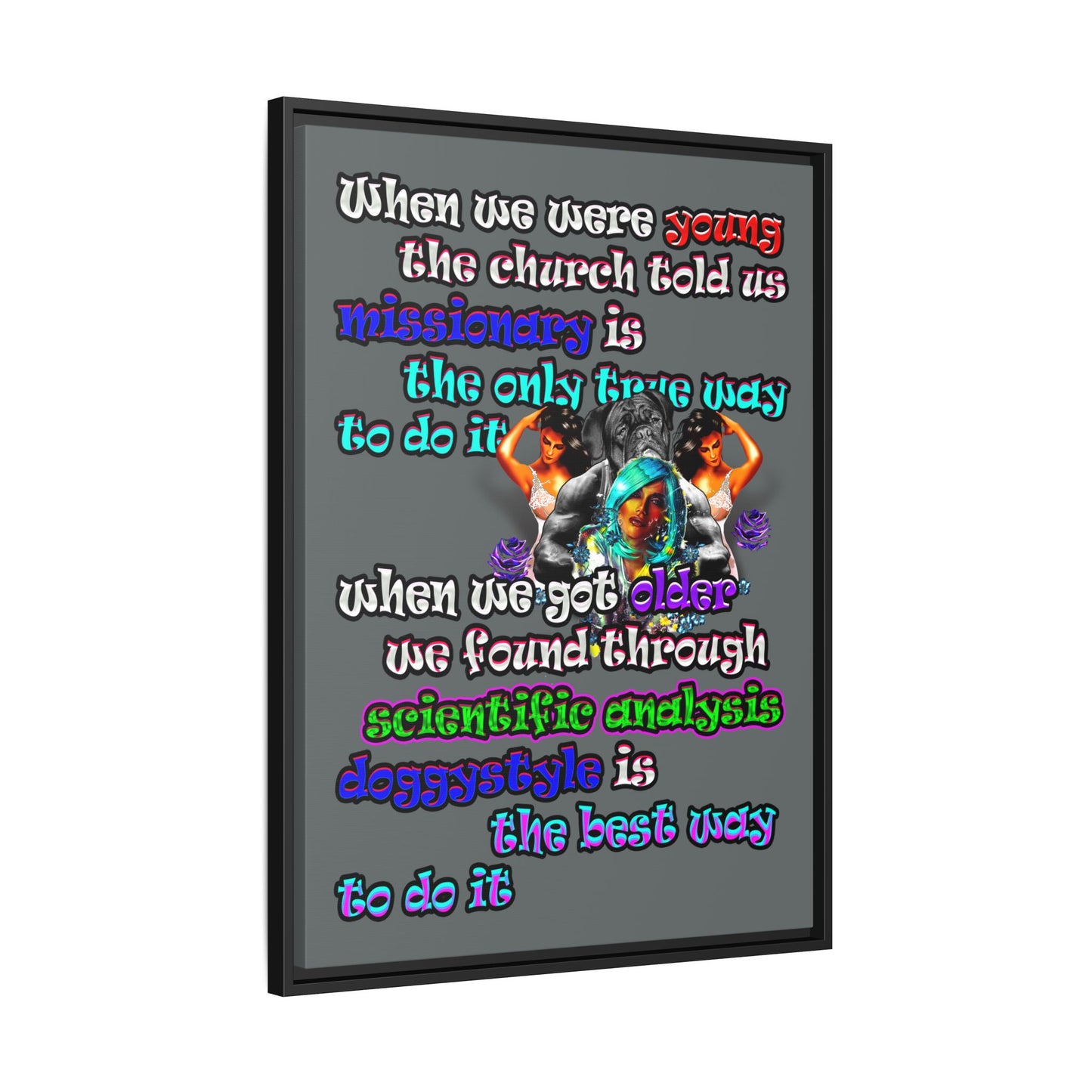 doggystyle - framed canvas art (dark grey)