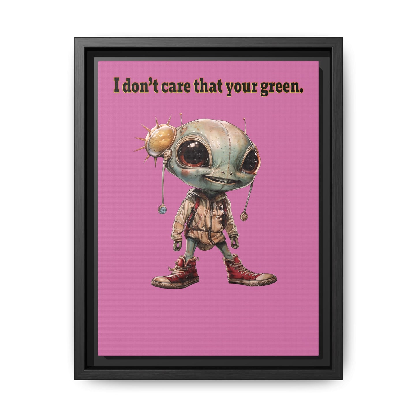 I don't care that your green - framed canvas art (light pink)