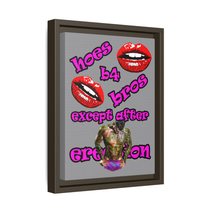 hoes b4 bros - framed canvas art (grey)