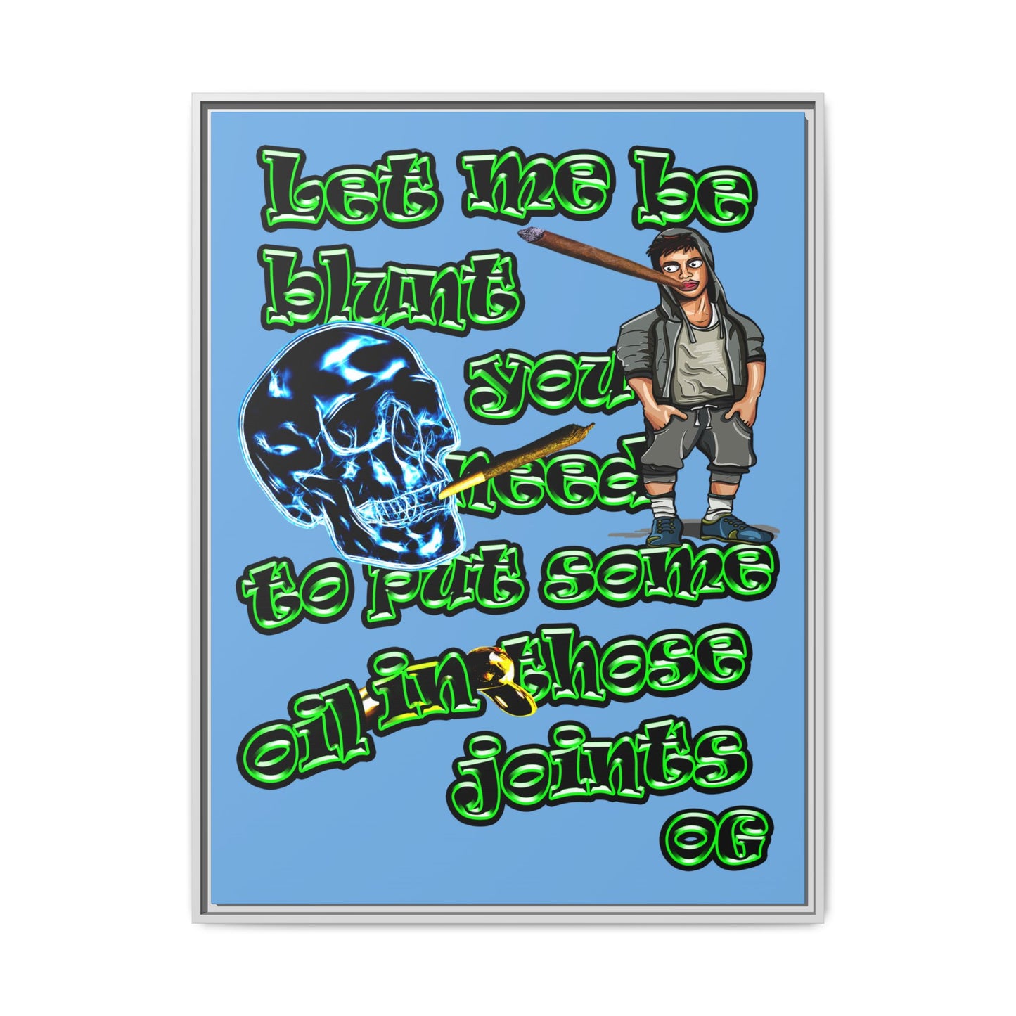 og - framed canvas art (light blue)