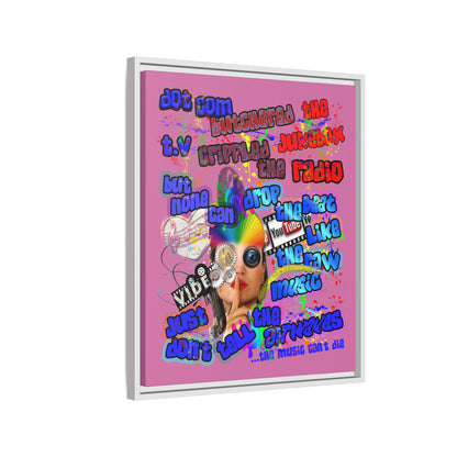 drop the beat - framed canvas art (light pink)