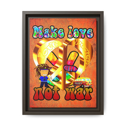 love peace - framed canvas art (burnt orange)